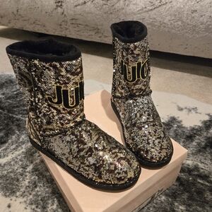 Juicy Couture Women's Leopard Sequin Boots - Black and Gold